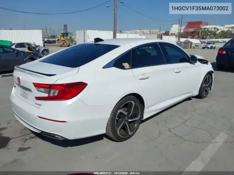 1HGCV1F35MA073002 — 2021 Honda Accord, фото 5 с аукциона IAAI, Передняя часть