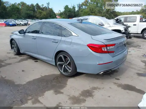 1HGCV1F36MA058637 — 2021 Honda Accord, foto 3 de IAAI, Parte delantera