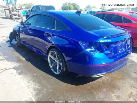 1HGCV2F34MA017350 — 2021 Honda Accord, ფოტო 4, IAAI, წინა ნაწილი