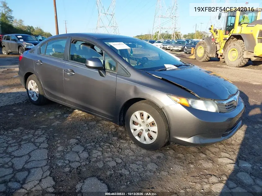 2012 Honda Civic Lx VIN 19XFB2F54CE342016 фото 2
