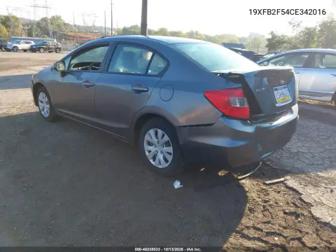 2012 Honda Civic Lx VIN 19XFB2F54CE342016 фото 4