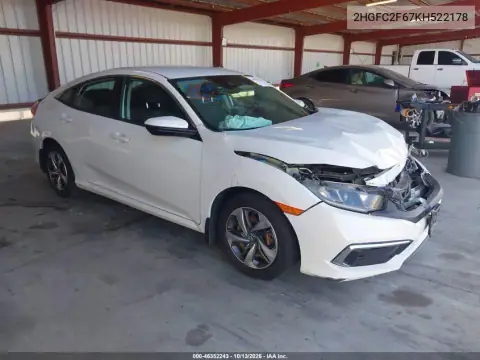 2HGFC2F67KH522178 — 2019 Honda Civic, photo 2 from IAAI, Front and rear