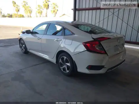 2HGFC2F67KH522178 — 2019 Honda Civic, photo 4 from IAAI, Front and rear