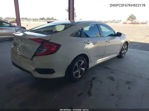 2HGFC2F67KH522178 — 2019 Honda Civic, photo 5 from IAAI, Front and rear