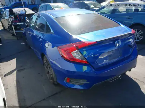 2HGFC2F83KH534717 — 2019 Honda Civic, фото 3 с аукциона IAAI, передняя часть слева