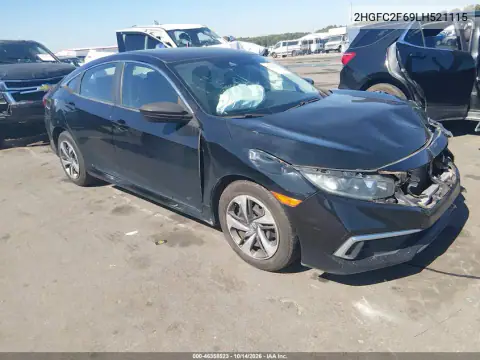 2HGFC2F69LH521115 — 2020 Honda Civic, წინა ნაწილი, ფოტოები შეკეთებამდე
