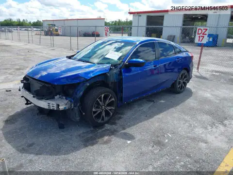 2HGFC2F87MH546503 — 2021 Honda Civic, фото 3 с аукциона IAAI, Передняя часть справа