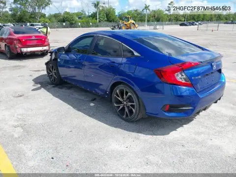 2HGFC2F87MH546503 — 2021 Honda Civic, фото 4 с аукциона IAAI, Передняя часть справа
