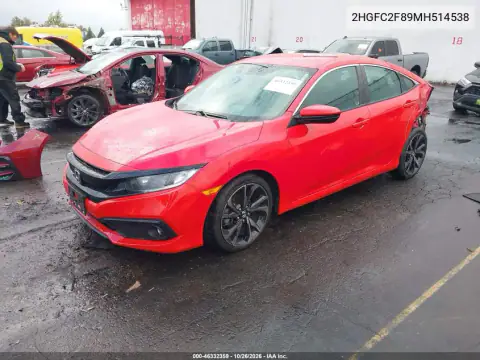 2HGFC2F89MH514538 — 2021 Honda Civic, фото 3 з IAAI, Не вказано