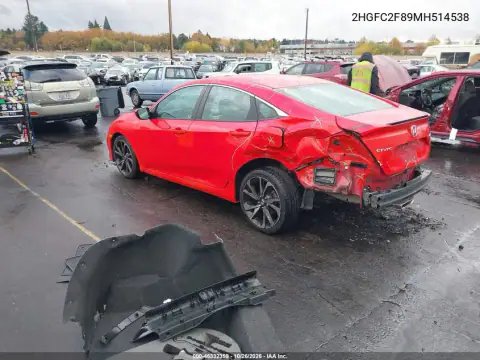 2HGFC2F89MH514538 — 2021 Honda Civic, фото 4 з IAAI, Не вказано