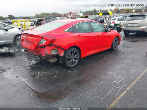 2HGFC2F89MH514538 — 2021 Honda Civic, фото 5 з IAAI, Не вказано