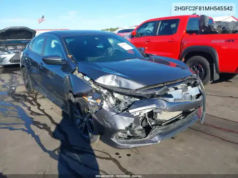 2021 Honda Civic Sport VIN 2HGFC2F81MH545542 фото 2