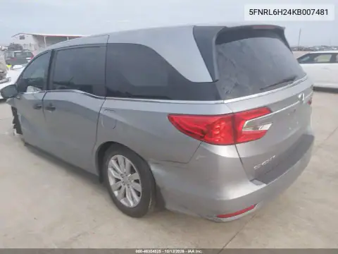 5FNRL6H24KB007481 — 2019 Honda Odyssey, photo 3 from IAAI, Left front