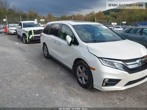 5FNRL6H77KB074586 — 2019 Honda Odyssey, წინა ნაწილი, ფოტოები შეკეთებამდე