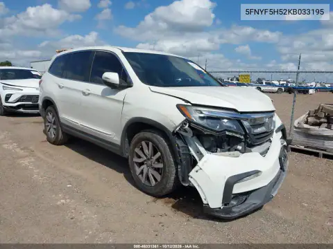5FNYF5H52KB033195 — 2019 Honda Pilot, Przód, zdjęć przed naprawą