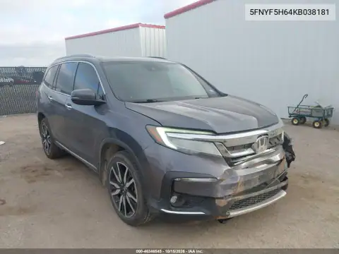 5FNYF5H64KB038181 — 2019 Honda Pilot, Parte delantera, fotos antes de reparar