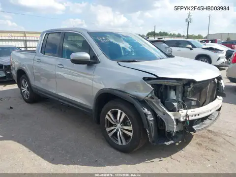 5FPYK2F45HB003984 — 2017 Honda Ridgeline, წინა ნაწილი, ფოტოები შეკეთებამდე