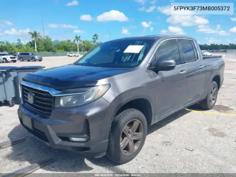 5FPYK3F73MB005372 — 2021 Honda Ridgeline, ფოტო 2, IAAI, დატბორვა