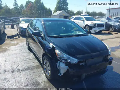 KMHCT5AEXHU314993 — 2017 Hyundai Accent, Parte delantera, fotos antes de reparar