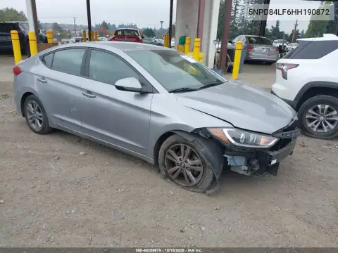 5NPD84LF6HH190872 — 2017 Hyundai Elantra, Robo, fotos antes de reparar