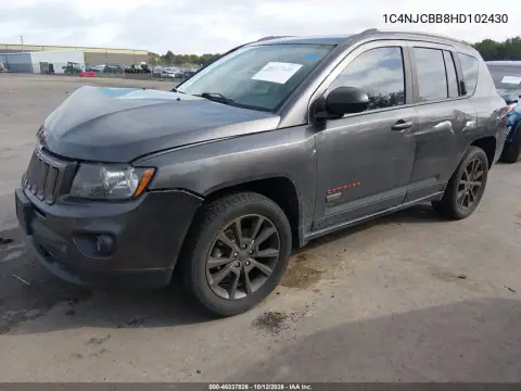 1C4NJCBB8HD102430 — 2017 Jeep Compass, фото 3 з IAAI, Передня частина справа