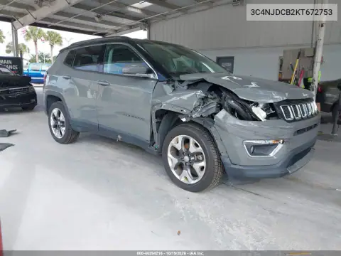 3C4NJDCB2KT672753 — 2019 Jeep Compass, წინა მარჯვენა ნაწილი, ფოტოები შეკეთებამდე
