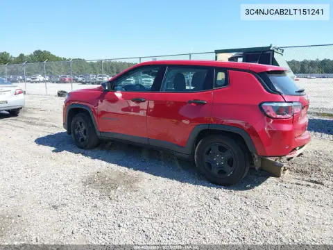3C4NJCAB2LT151241 — 2020 Jeep Compass, photo 3 from IAAI, Front and rear