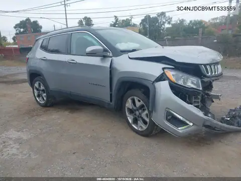 3C4NJDCB9MT533559 — 2021 Jeep Compass, Parte delantera y trasera, fotos antes de reparar