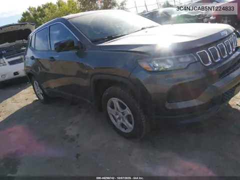 2022 Jeep Compass Sport Fwd VIN 3C4NJCAB5NT224833 фото 2