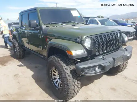 1C6HJTAG0ML582805 — 2021 Jeep Gladiator, Parte delantera, fotos antes de reparar