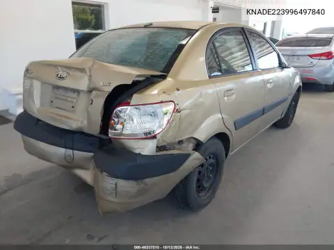 KNADE223996497840 — 2009 Kia Rio, фото 4 з IAAI, Задня частина