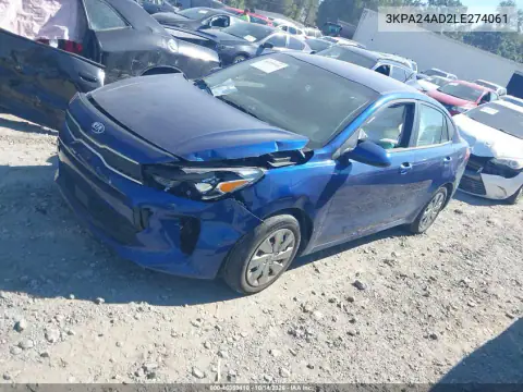 3KPA24AD2LE274061 — 2020 Kia Rio, photo 2 from IAAI, All-over damage