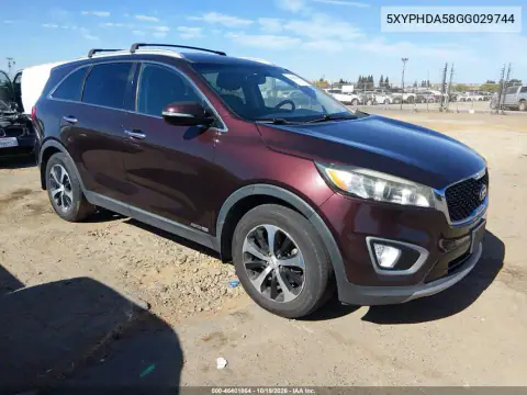 5XYPHDA58GG029744 — 2016 Kia Sorento, Desgaste normal, fotos antes de reparar