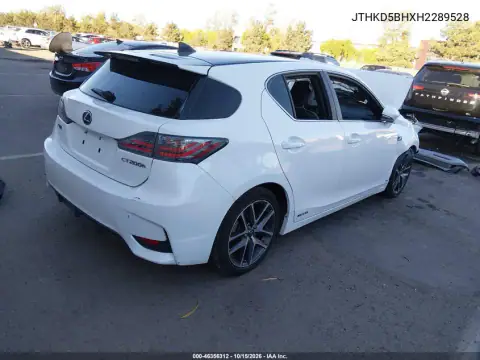 JTHKD5BHXH2289528 — 2017 Lexus CT, zdjęcie 4 z IAAI, Przód