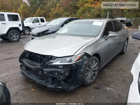 58ADZ1B11MU105247 — 2021 Lexus ES, zdjęcie 3 z IAAI, Przód i tył