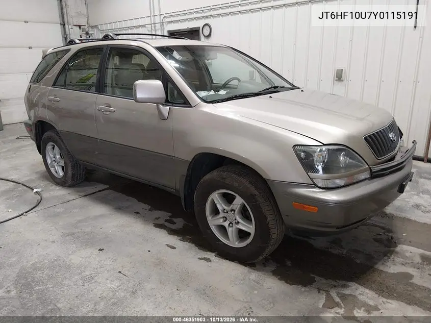 JT6HF10U7Y0115191 — 2000 Lexus RX, photo 2 from IAAI, Front end