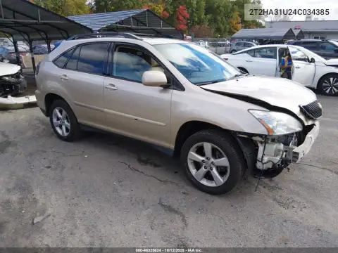 2T2HA31U24C034385 — 2004 Lexus RX, Przód, zdjęć przed naprawą