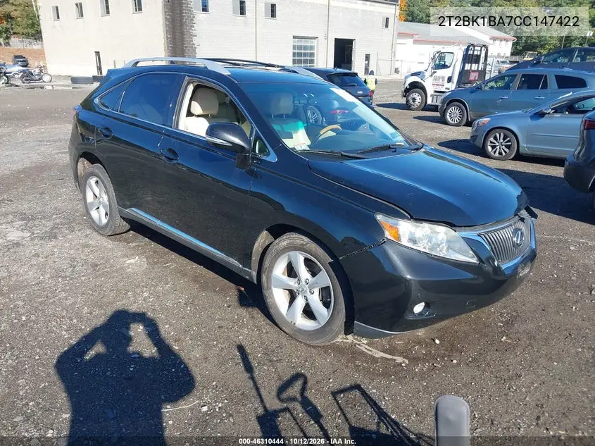 2T2BK1BA7CC147422 Lexus RX 2012 — Freshwater flood damage, before-repair photo