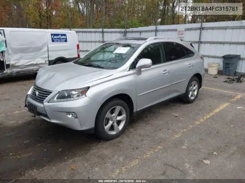 2T2BK1BA4FC315781 — 2015 Lexus RX, фото 3 с аукциона IAAI, Передняя часть