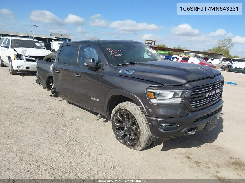 1C6SRFJT7MN643231 — 2021 RAM 1500, photo 2 from IAAI, Front end