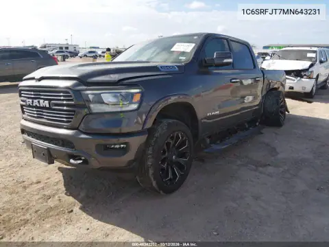1C6SRFJT7MN643231 — 2021 RAM 1500, photo 3 from IAAI, Front end