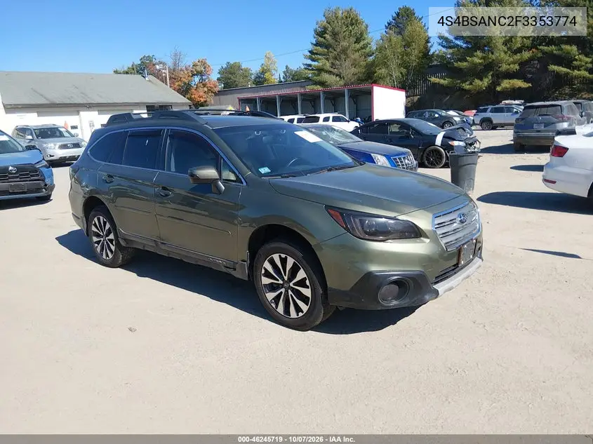 2015 Subaru Outback 2.5I Limited VIN 4S4BSANC2F3353774 фото 2