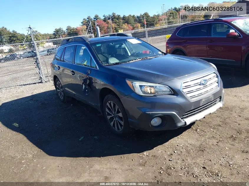 2016 Subaru Outback 2.5I Limited VIN 4S4BSANC6G3288106 фото 2
