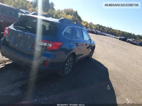 2016 Subaru Outback 2.5I Limited VIN 4S4BSANC6G3288106 фото 5