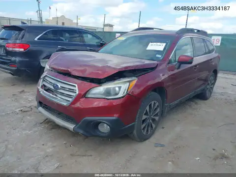 4S4BSAKC3H3334187 — 2017 Subaru Outback, фото 2 с аукциона IAAI, Повреждения со всех сторон
