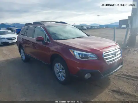4S4BSAHCXH3330354 — 2017 Subaru Outback, Trasera izquierda, fotos antes de reparar