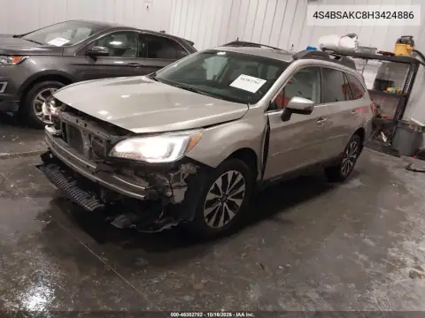 4S4BSAKC8H3424886 — 2017 Subaru Outback, zdjęcie 3 z IAAI, Przód