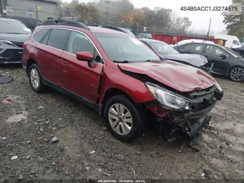 4S4BSACC1J3274575 — 2018 Subaru Outback, წინა ნაწილი, ფოტოები შეკეთებამდე