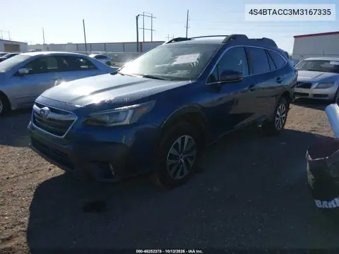 4S4BTACC3M3167335 — 2021 Subaru Outback, photo 3 from IAAI, Rear end