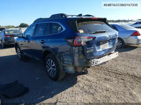 4S4BTACC3M3167335 — 2021 Subaru Outback, photo 4 from IAAI, Rear end